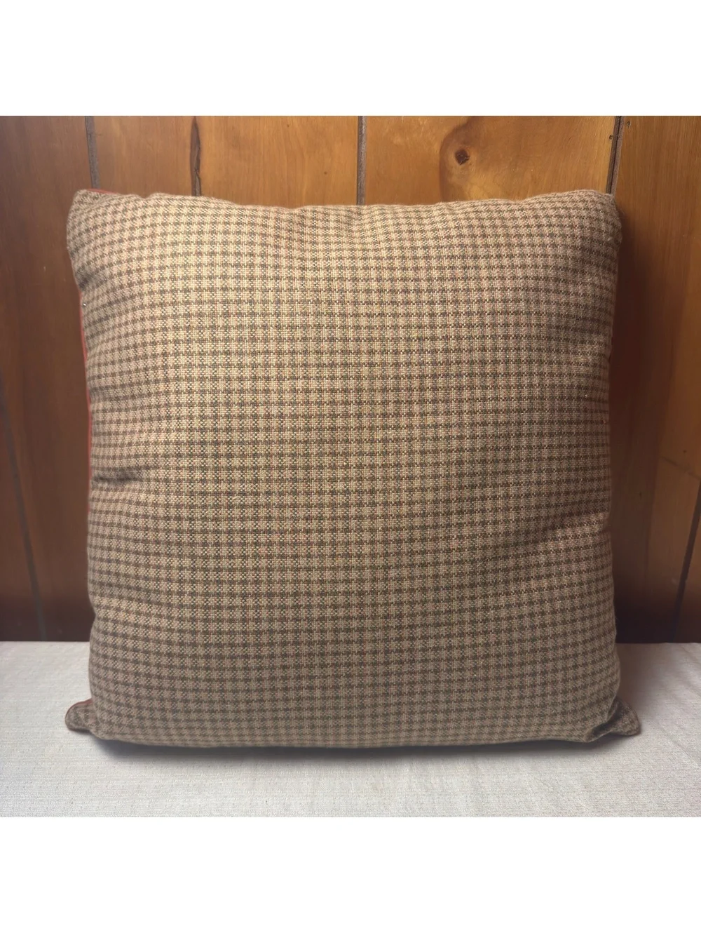 Vintage Pier 1 Fox Throw Pillow 16x16 Embroidered Woodland Pom Pom Tail